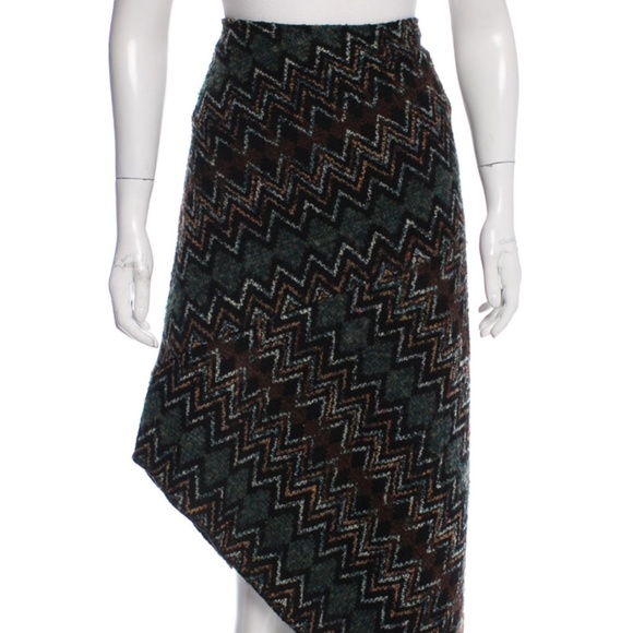 Tweed Chevron Asymmetrical Skirt - Picture 1 of 4